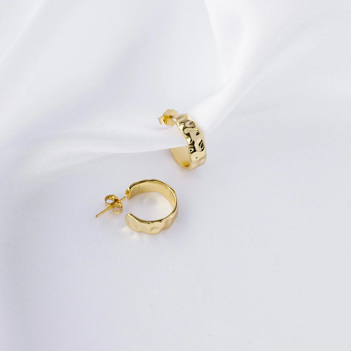 Hammered Small Gold Hoop Earrings