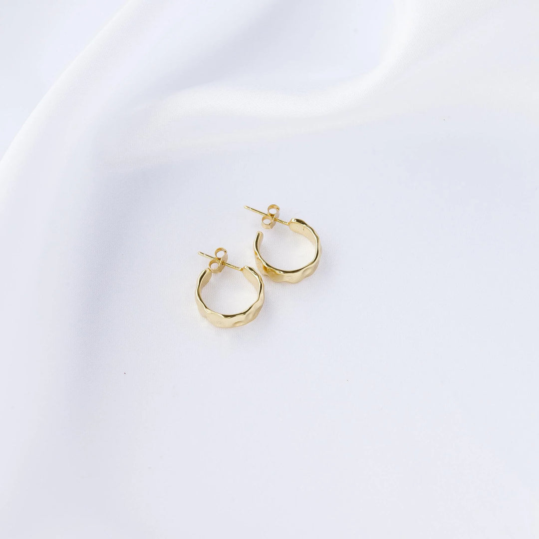 Hammered Small Gold Hoop Earrings