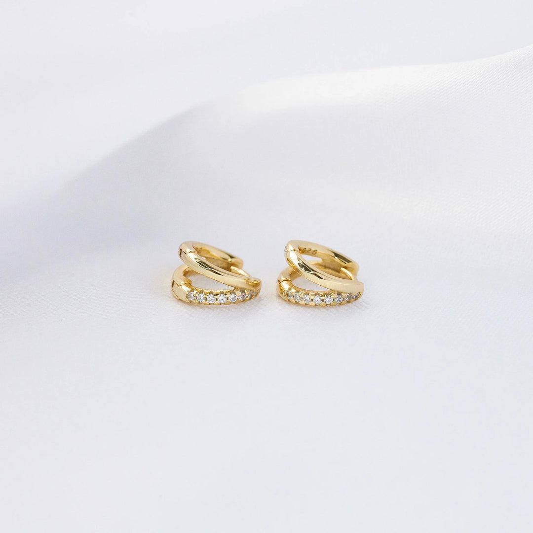 Dainty Double Gold Huggie Earrings