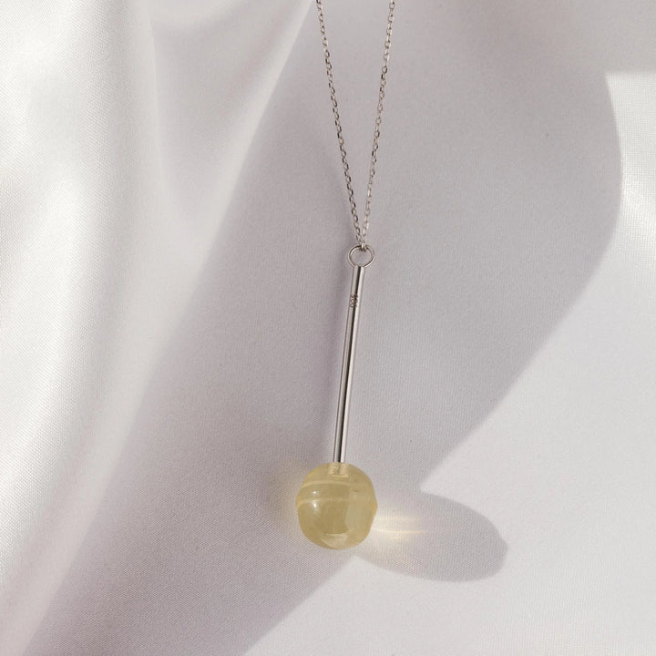 Natural Citrine Lollipop Silver Necklace