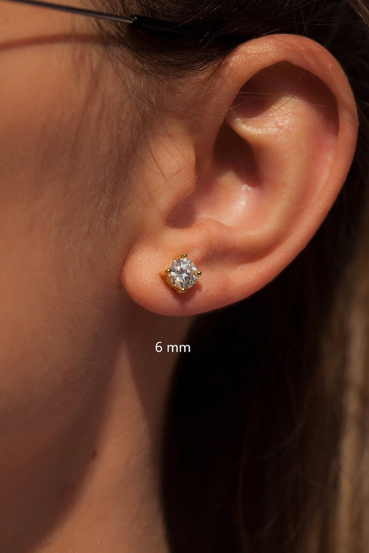moissanite gold plated sterling silver stud earrings 