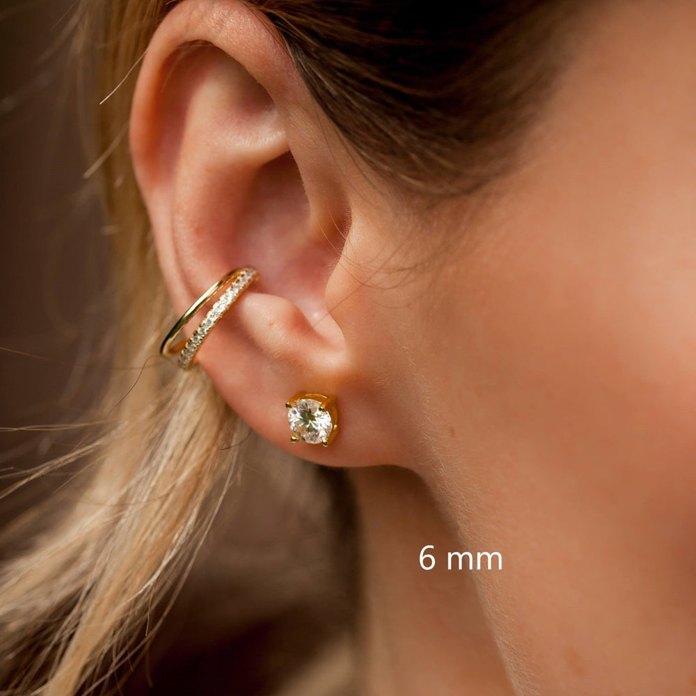  moissanite gold plated sterling silver stud earrings 
