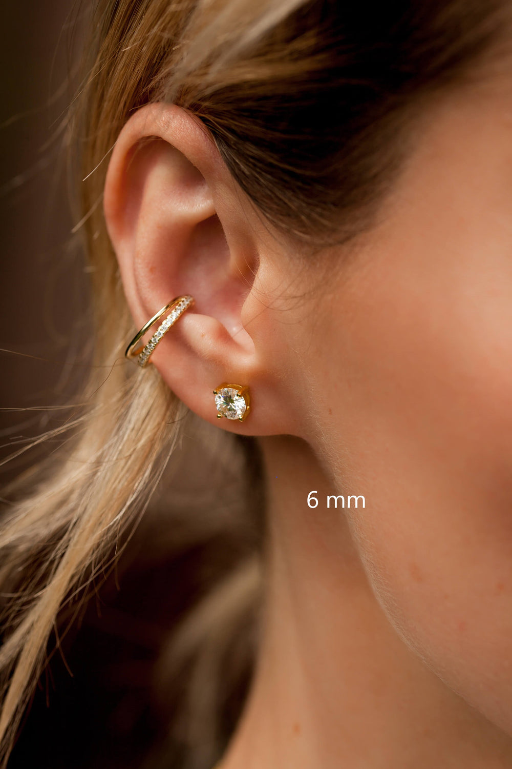 6 mm Moissanite Silver Stud Earrings