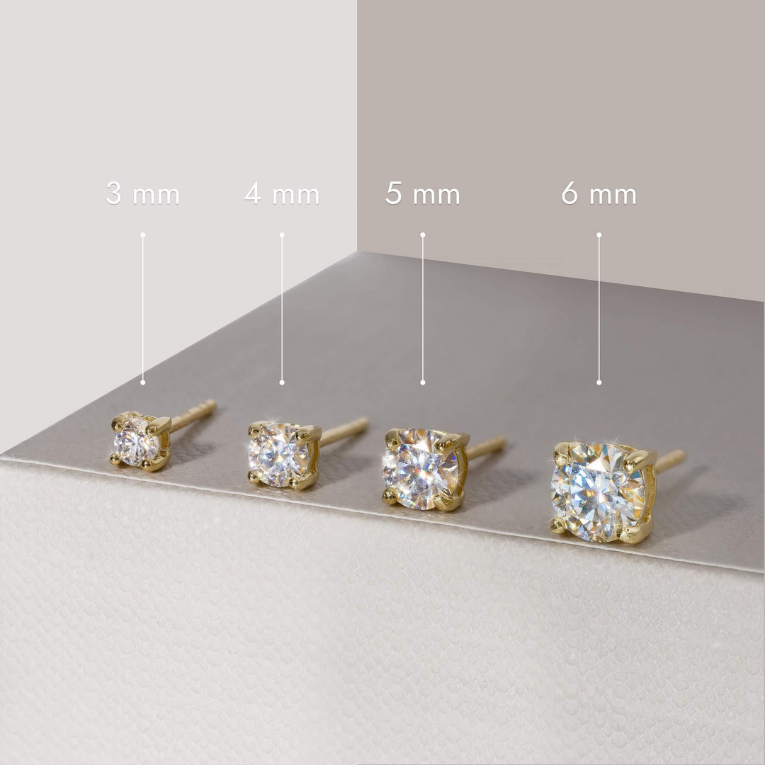 3 mm moissanite gold plated sterling silver stud earrings 