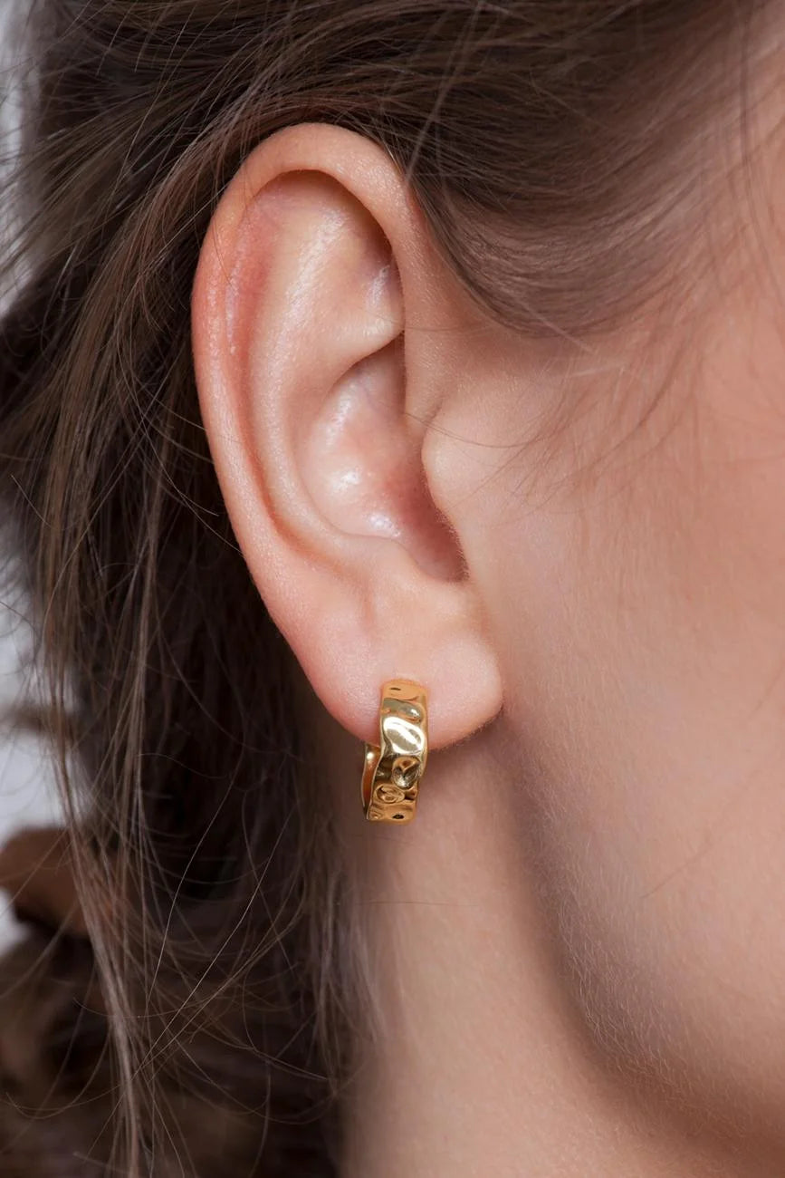 Hammered Small Gold Hoop Earrings