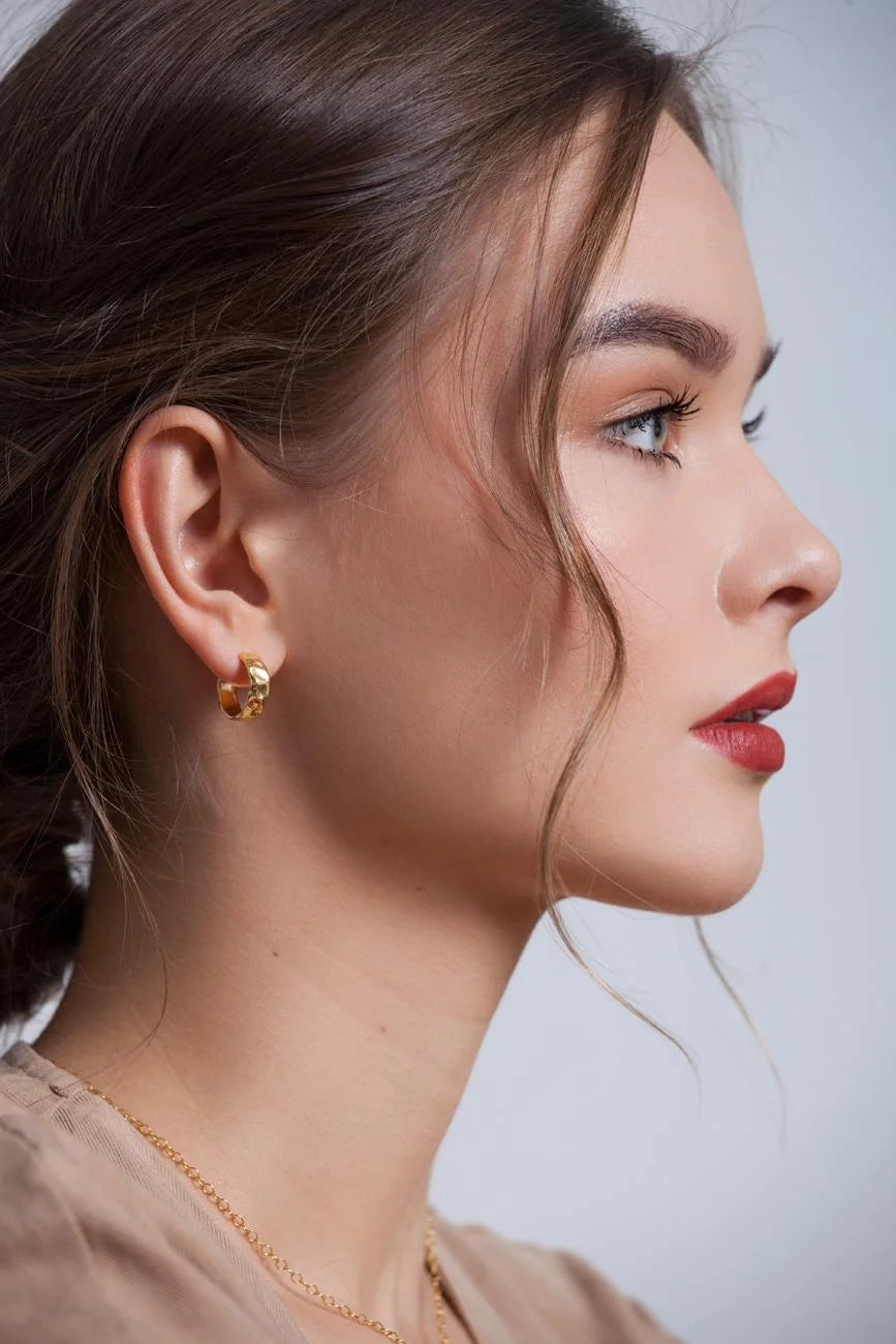 Hammered Small Gold Hoop Earrings